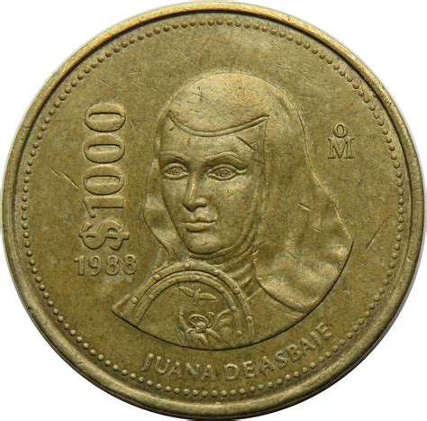 Mexico 1989 Juana De Asbaje 1000 Mil Pesos Coin Ebay
