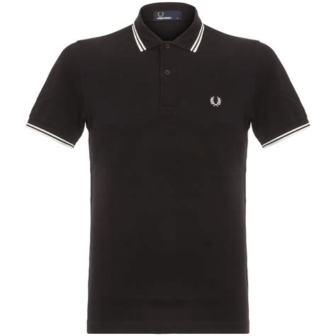 Fred Perry Us Stockist Twin Tipped Black Polo M3600