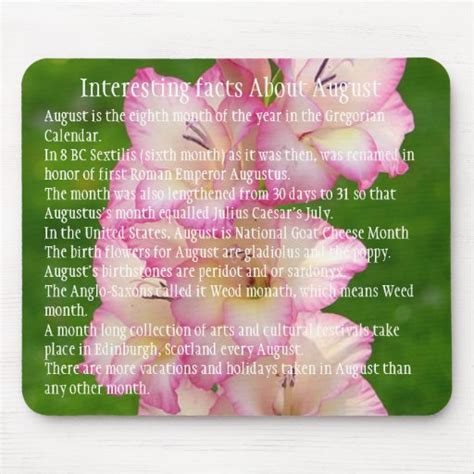 Interesting Facts About August Mouse Pad Zazzle
