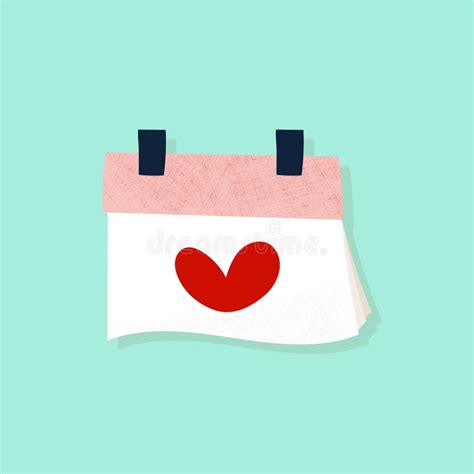 Happy Valentine`s Day Calendar Heart Shape Icon Hand Drawn Doodle