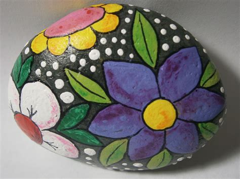 Painted Rock Flowers Rock Painting Art