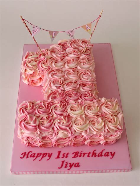 Rose Swirl Number 1 Cake 1st Birthday Cake For Girls Number 1 Cake