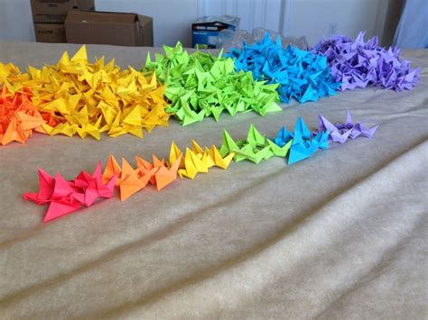1000 Rainbow Coloured Origami Cranes Etsy