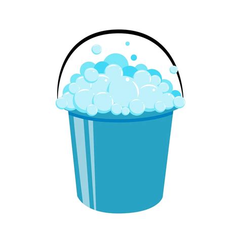 Plastic Bucket With Handle Full Of Soap Suds Foam And Bubbles Flat Vector Art At Vecteezy