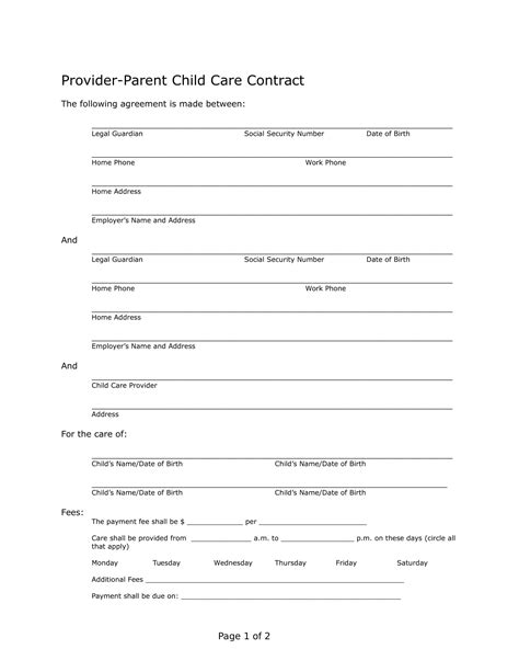 Child Care Contract Example 8 Examples Format Pdf Examples