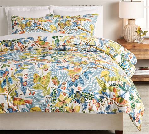 Adeline Floral Organic Percale Duvet Cover Pottery Barn