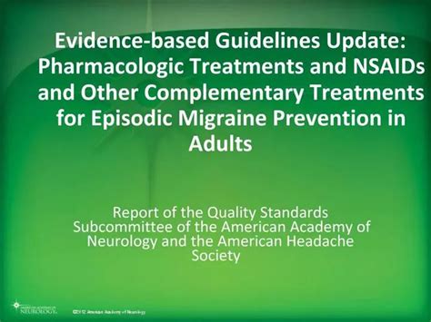 Ppt Evidence Based Guidelines Update Pharmacologic Treatments And