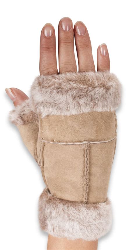nordvek womens genuine sheepskin fingerless gloves mittens ladies 309 100 ebay