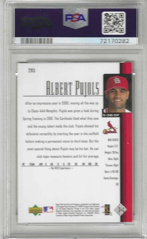 Albert Pujols 2001 Upper Deck 295 Rookie Card Psa 8 Nice Cardinals Ebay
