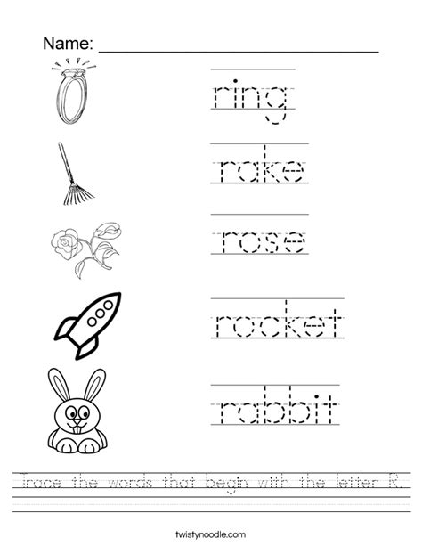 Maybe you would like to learn more about one of these? Trace the words that begin with the letter R Worksheet ...