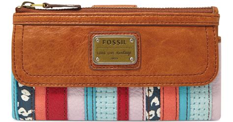 Fossil Emory Leather Patchwork Clutch Wallet In Multicolor Multi Lyst