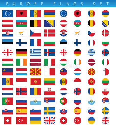 Hier können sie alle druckvorlagen als pdf herunterladen. Europa-Flaggen eingestellt vektor abbildung. Illustration von flaggen - 54303330