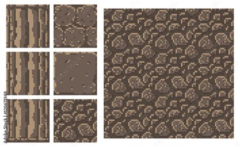 Texture For Platformers Pixel Art Vector Brick Stone Wall Column