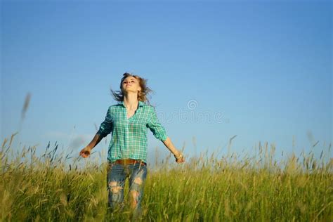Young Woman Lie In The High Grass Stock Image Image Of Meadow