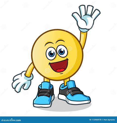 Emoticon Waving Mascot Vector Cartoon Illustration Stock Illustration