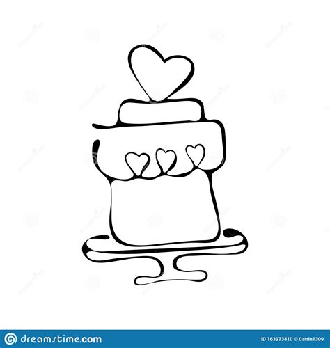 Continuous Line Drawing Tiered Birthday Cake Symbol Of Celebration