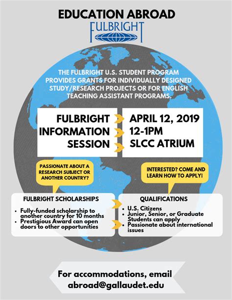 I would to know when would. Fulbright Scholarship Information Session to be held April ...