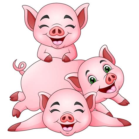 Premium Vector Cartoon Three Little Pig In A Party Cap