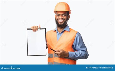 African American Construction Worker Offering Contract Over White