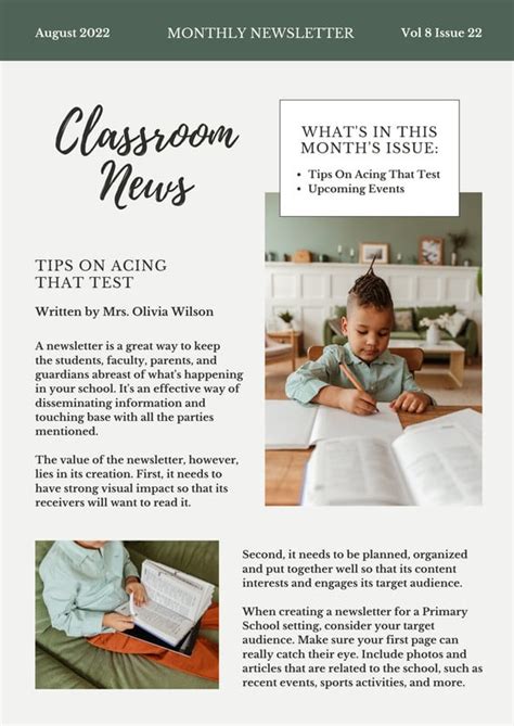 Free Custom Printable Classroom Newsletter Templates Canva