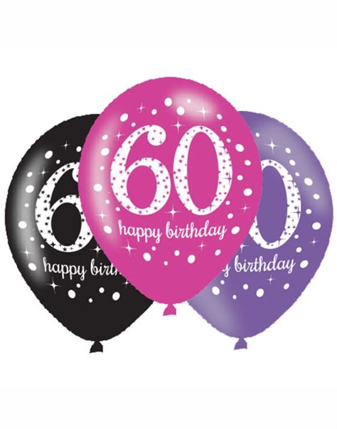 Happy 60th Birthday Pink Celebration 11 Latex Balloons 6pk