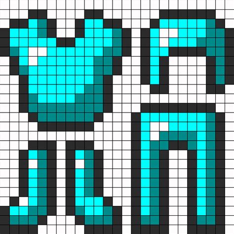 Minecraft Dimond Armor Kandi Pattern Minecraft Pixel Art Minecraft