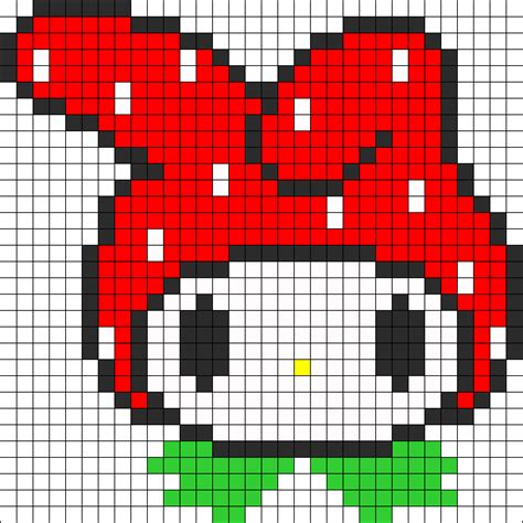 My Melody Strawberry Kandi Pattern Pixel Art Pattern Perler Bead Art
