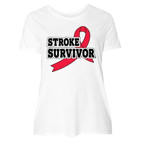 Inktastic Stroke Survivor With Red Ribbon Womens Plus Size T Shirt