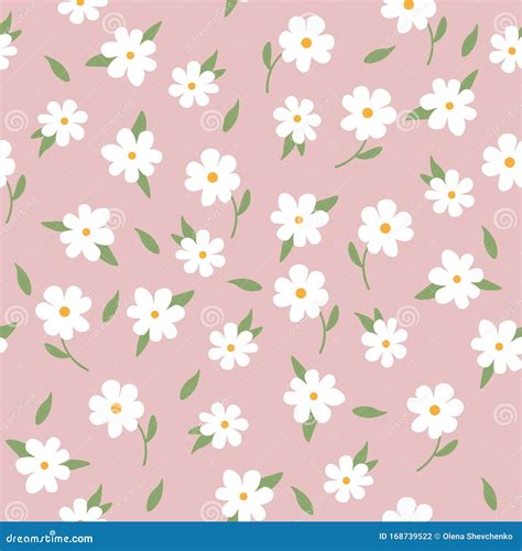 Pastel Simple Pattern With White Flowers Stock Illustration