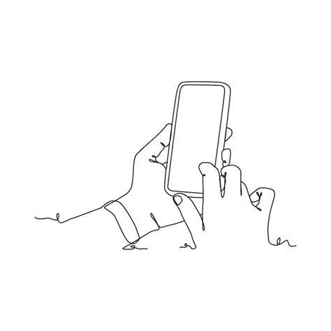 Premium Vector Continuous Line Drawing Of Person Holding Smartphone
