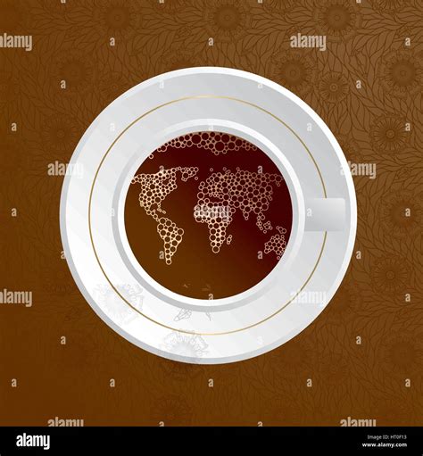 World Map In Coffee Cup Stock Vector Image And Art Alamy