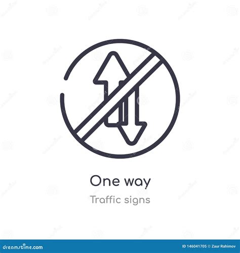 One Way Outline Icon Isolated Line Vector Illustration From Traffic