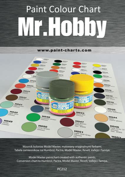 Paint Colour Chart Gunze Mr Hobby 20mm Pjb Pc212
