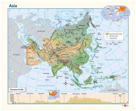 Asia Physical Wall Map By Geonova Mapsales