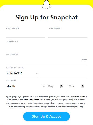 Snapchat Account Sign Up Create New Snapchat Account Registration