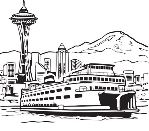 Seattle Ferry Drawing Seattle Ferry Seattle Skyline Drawing Seattle