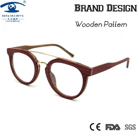 Buy Brand Design Eyeglass Frames Wooden Pattern Womens Vintage Retro Spectacles