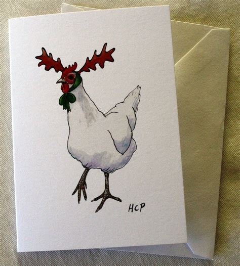 Pack Of 4 Hand Drawn Christmas Cards Watercolor Christmas Cards Hand