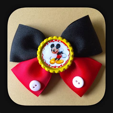 Mickey Mouse Hair Bow Black Red And Yellow By Bowsandflipflops4