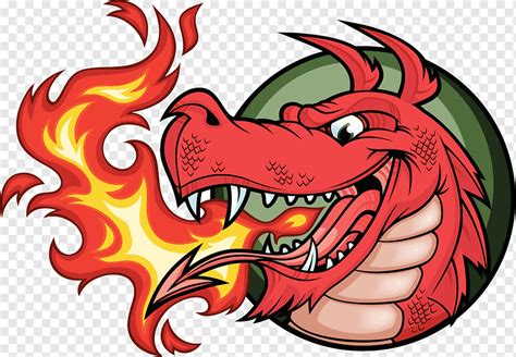 Red And Green Dragon Breathing Fire Art Dragon Fire Breathing