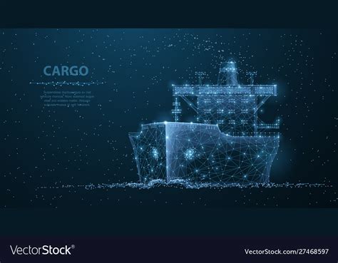 Worldwide Cargo Ship Polygonal Wireframe Mesh Art Vector Image