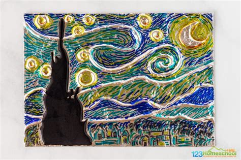 🌟 Van Gogh Starry Night Aluminum Foil Art Project For Kids