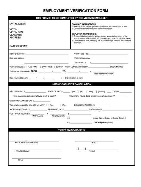 Employer Verification Form Fill Online Printable Fillable Blank