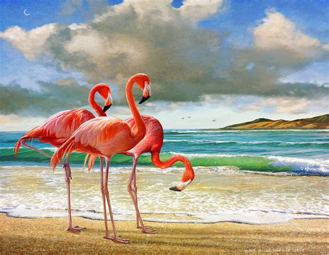 Flamingo Beach Painting By R Christopher Vest