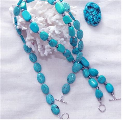 Turquoise Double Necklace Set Of Strands Genuine Beaded Etsy