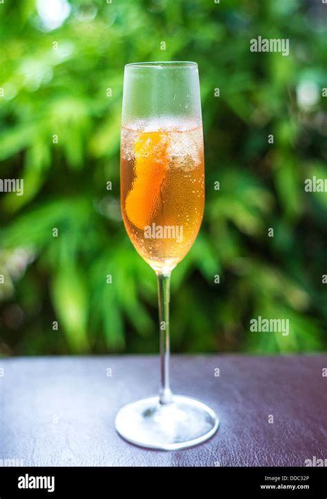 Chilled Orange Wine Glass Outside Stock Photo Alamy