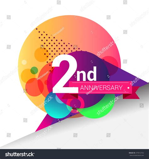 2nd Anniversary Logo Colorful Geometric Background Vector Design