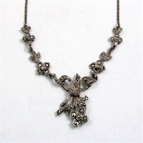 Art Deco Sterling Silver Marcasite Necklace Choker Etsy Sterling
