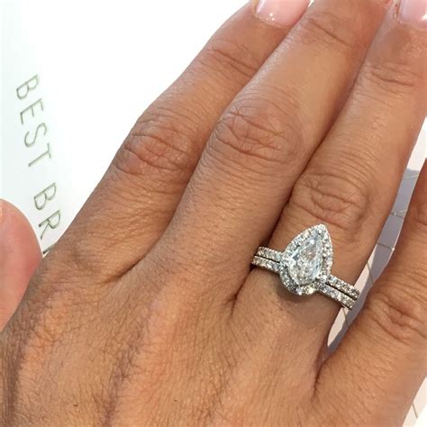 At the rounded end of the stone, they work as well as a shop for pear shape diamond enagagement rings here. 14K White Gold Diamond Engagement Wedding Ring Set 1.25 ...