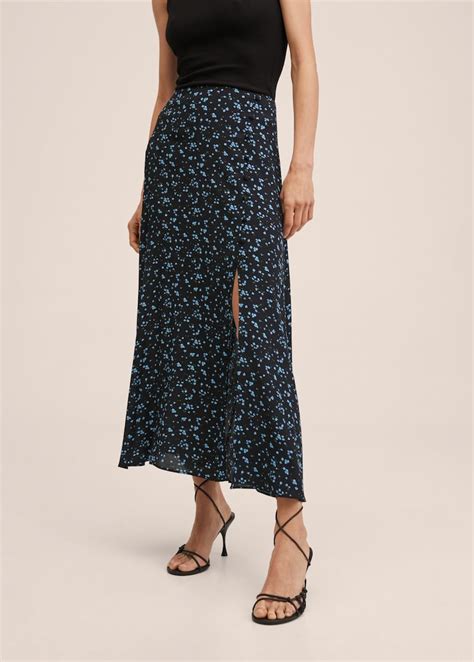 Slit Floral Skirt Women Mango Outlet Usa